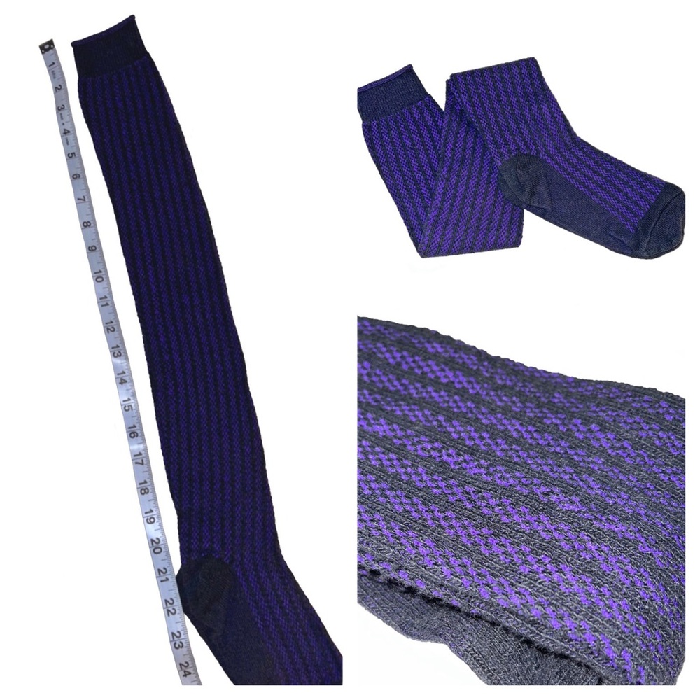 Purple and Black Striped Knee Socks